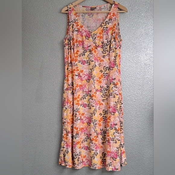 J. Jill Sleeveless Floral Print Midi Dress Size 12 - Picture 7 of 9
